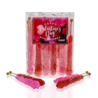 - Valentine's Day Rock  Sugar Sticks - 18 Indiv. Wrapped - Red & Pink