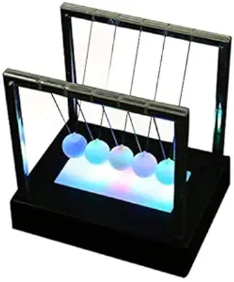 LED Luminous Light Newton Cradle Pendulum Balance Swing Ball Decorative Ornament Table Desktop Funny Novelty Decor Large