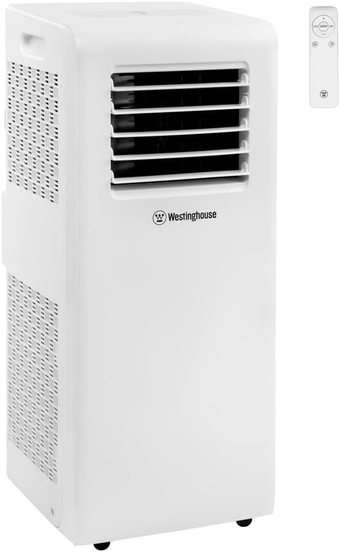 8000 BTU Air Conditioner with Home Dehumidifier, 3-Speed Fan, Programmable Timer, Remote Control, Window Kit, White