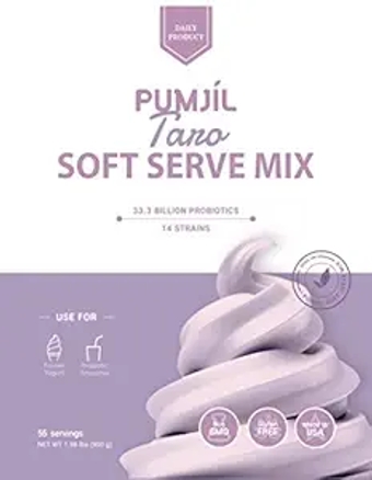 Pumjil Ice Cream Mix, Taro Flavor Probiotic Soft Serve Ice Cream Mix, Ideal for Frozen Yogurt and Smoothies, 55 Servings Per Box Soft Serve Mix, 146 Ounce eatable portion (Taro)