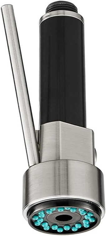 Kitchen Sink Pull Down Spring Faucet Spray Head Nozzle Spout Hose Sprayer Replacement Part,Brushed Nickel with Black Handle