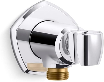 KOHLER 27117-CP Occasion Handheld Showerhead Bracket Holder, Wall-Mount Handshower Holder with Supply Elbow and Check Valve, Polished Chrome