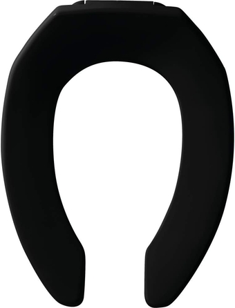 BEMIS 1955SSCT 047 Commercial Heavy Duty Open Front Toilet Seat without Cover will Never Loosen & Reduce Call-backs, ELONGATED, Plastic, Black