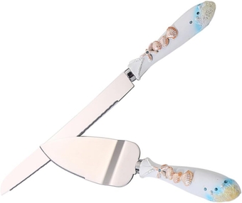 2pcs Shell Shovel Wedding Decoration Festival Gift Wedding Cake Server Pastry Serrated Engraved Cake Server Cake Shovel Tool Gift Stainless Steel Fine