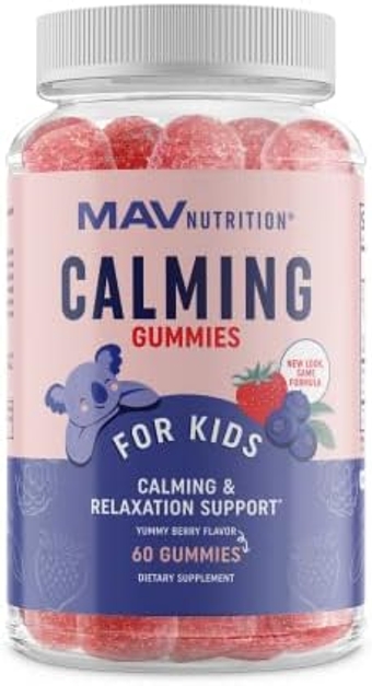 Magnesium Calming Gummies for Kids | Relaxing Calm Gummies for Natural Wake-Sleep Cycles with Chamomile & Lemon Balm | Gluten-Free, Non-GMO, Naturally Sweetened | 60 Count