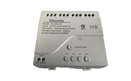 Zigbee 4CH AC85-250V USB5V Relay Smart Switch Module,Wireless APP Remote Control with Inching/Self-Lock/Interlock modle，Works with Tuya Zigbee Gateway，Alexa，Google Home (Required ZigBee Hub)