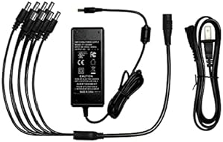 Analog CCTV Security Camera Power Adapter with 8-Way Splitter, 12V 5A Power Supply, UL Listed, Compatible with Hikvision, Dahua, Lorex, Samsung, Q-See, Night Owl, Swann and Annke Coax Camera Systems
