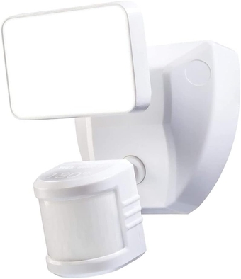 Degree Led Motion Sensor and Voice Activated Outdoor Security Flood Light White Finish 6" h Acrylic