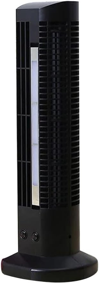 Tower Fan with LED Light, Small Oscillating Quiet USB Desk Air Cooling Fan Lamp, Personal Vertical Bladeless Electric Air Conditioner Air Cooler for Home Office Bedroom (Black)