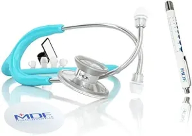 Acoustica Lightweight Stethoscope for Doctors, Nurses, Students +  LUMiNiX Illuminator Medical Professional Diagnostic Penlight