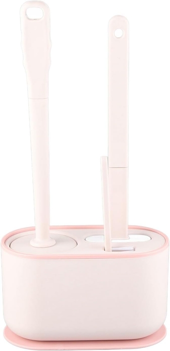 Toilet Brush Set, Bathroom Accessories, Toilet Bowl Cleaners, Deep Cleansing Multifunctional Hanging Toilet Brush Set for Bathroom(Cherry Blossom Pink)