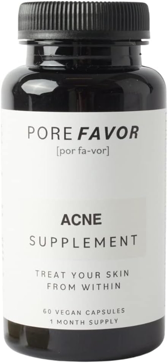 POREFAVOR Acne Supplements – DIM (diindolylmethane) & Zinc - Vegan Clear Skin Vitamins for Spots, Blemishes & Oil Control, for Women, Men, & Teens (1 Month Supply)