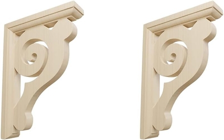 BKT01X06X08BURW Bulwark Wood Brackets, 1 1/2"W x 6"D x 8 1/2"H, Rubberwood (Pack of 2)