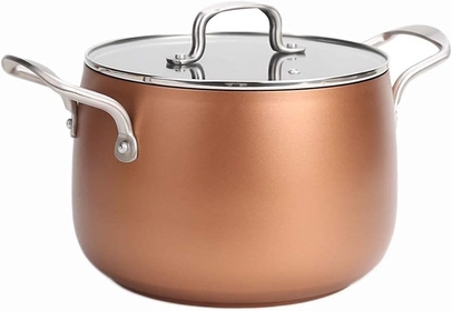 Soup Pot 22CM Non-Stick Soup Pot Multi-Function Stockpot Double Bottom Induction Cooker Gas Stove Available Thicken Cookware Cooker Home Pot Perfect for Breakfast Frying Pan (Brass)