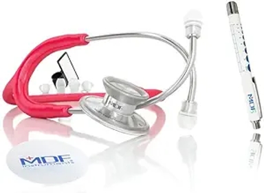 Acoustica Lightweight Stethoscope for Doctors, Nurses, Students +  LUMiNiX Illuminator Medical Professional Diagnostic Penlight