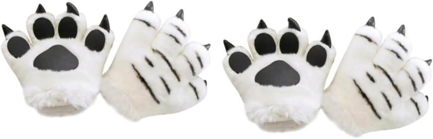 Cosplay Accessories 2 Pcs Lion Paw Gloves Plush Gloves Gloves Cosplay Mittens Puppy Paw Gloves Tiger Paw Costume Glove Furry Fox Gloves Simulation Animals Palm Toy Set