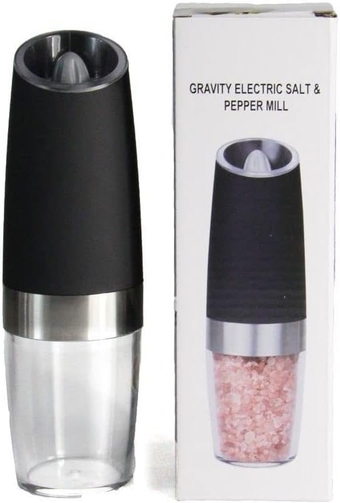 Electric gravity salt and pepper grinder set spice jar rechargeable Black pepper mill grinder with blue light and stand