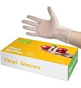 Disposable Vinyl Gloves, Food Prep, Cleaning - Powder & Latex Free - Medium, Small, Large, 100 Co...