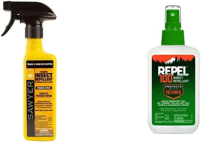 SP649 Premium Permethrin Clothing Insect Repellent Trigger Spray, 12-Ounce & Repel 100 Insect Repellent, Pump Spray, 4-Fluid Ounces, 10-Hour Protection
