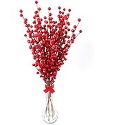 24 Artificial Red Berry Twigs – Craft Sprays for Floral Arrangements – 19" Berry Spray Stems w/ 3...