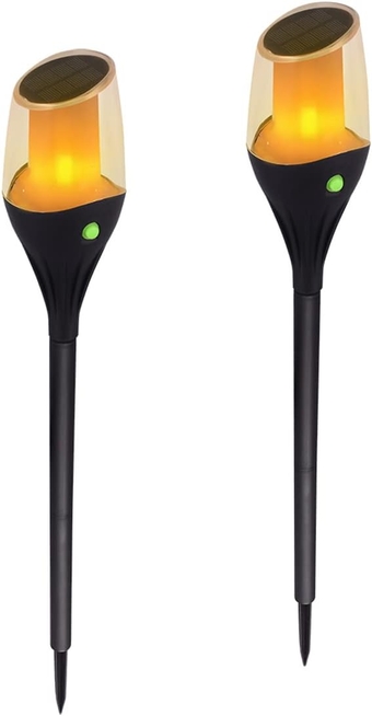 Solar Outdoor Torch Lights Flickering Flame LED Candle Light Waterproof Solar Powered Garden Lights Outdoor Lights Flame Torches for Garden Patio Path Yard Outside Decorations (2 Pack)