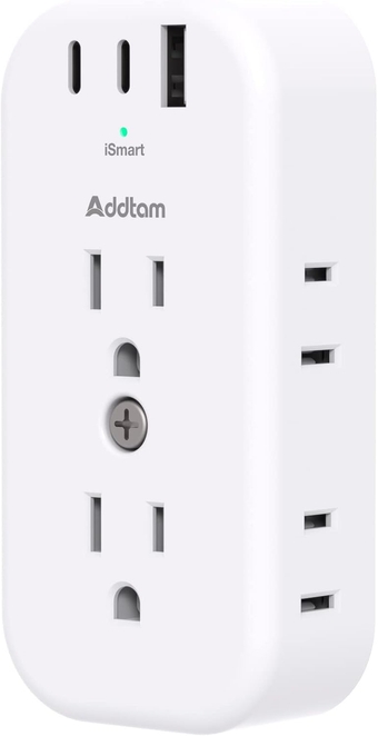 Outlet Extender Multi Plug Adapter -  Electrical 6 Outlet Splitter with 3 USB Wall Charger (2 USB-C Ports), Wall Surge Protector Plug Expander for Cruise, Travel, Home, Office, Dorm Essentials