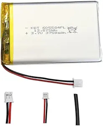 3.7V 3750mAh Li-Polymer Battery: 605584PL Lipo Rechargeable Lithium-ion Replacement Batteries with PH 2.0 JST Connector, PH 1.25/2.54 JST Connector for Replacement
