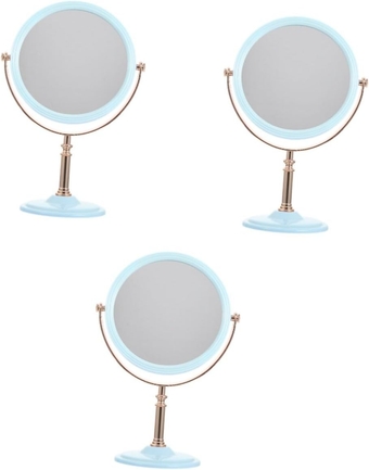 3pcs Double Sided Vanity Mirror Round Cosmetic Mirror Compact Double- Sided Mirror Bathroom Mirror European- Style Mirror Desk Mirrors Aluminum Mirror Round Mirror Travel Desktop