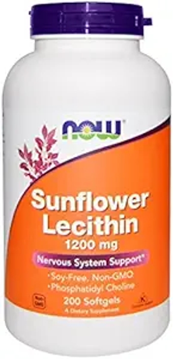 NOW  - Sunflower Lecithin Nervous System Support 1200 mg. - 200 Softgels ( Multi-Pack)