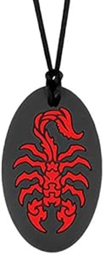 Munchables Scorpion Sensory Chew Necklace for Adults or Kids - Chewy Fidget Stim Toy Jewelry for Boys and Girls (Red)