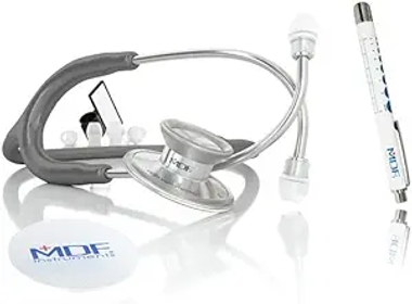 Acoustica Lightweight Stethoscope for Doctors, Nurses, Students +  LUMiNiX Illuminator Medical Professional Diagnostic Penlight