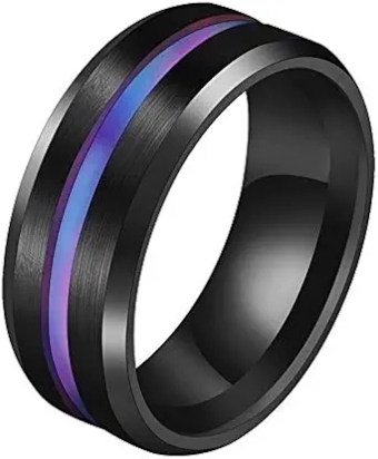 2-in-1 Black Plated Womens Wedding Ring Sets Bridal Sets Princess cut Purple Cz Engagement Ring Wedding Bands