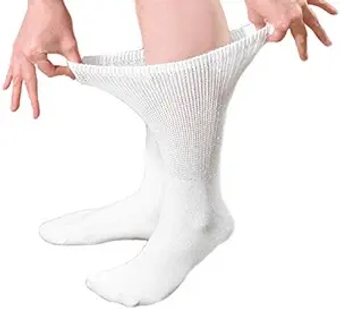 Diabetic Crew Socks – Breathable Cotton Socks – Loose Fitting able Sock – Non Binding Top Design – Improve Foot Circulation – Painful Swollen Feet Relief (White (6 Pair), 9 to 11)