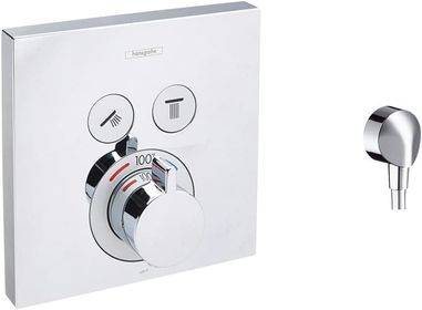 ShowerSelect Modern Minimalist Auto Temperature Control Shower Trim and Wall Outlet