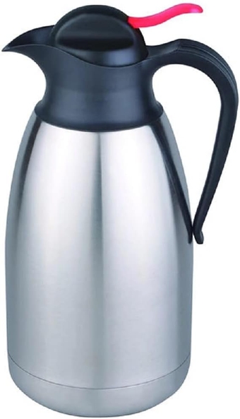 PresenceHHH Matt Stainless Steel Vacuum Jug - Beverage Thermos with Black Lid - Coffmax Insulated Coffee Travel Jug - Thermal Dispenser for Hot Drinks, Tea, and Water – Silver
