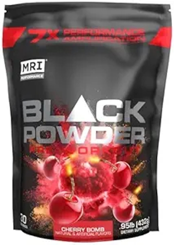 Black Powder Pre-Workout Powder - Explosive Energy & Stamina - Intense Strength and Focus - Build Muscle - Recover Faster – Creatine - 30 Servings (Cherry Bomb)
