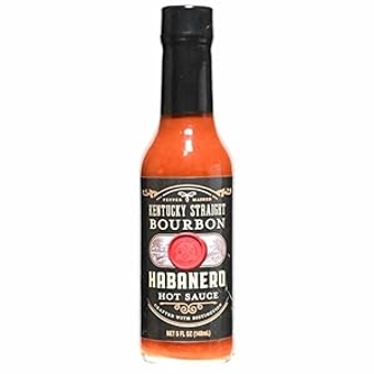 Kentucky Straight Bourbon Habanero Hot Sauce | Perfect for Grilling | Condiment for Chicken, Ribs, Veggies | Rich & Savory Flavor | 5 Fl Oz