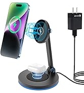 Magnetic Wireless Charger Stand for MagSafe Charger, Foldable 15W Fast Wireless Charging Station,...