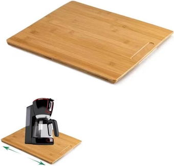 Appliance Slide Tray for Countertop with Wheels, Extra Large Rolling Tray for Coffee Maker, Kitchen Aid Mixer, Blenders and Air Fryer (Long(11.8" x 15"))