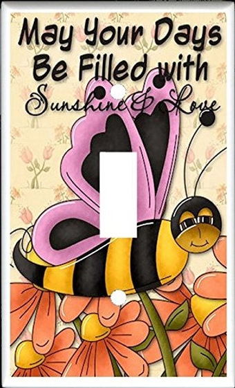 BUTTER BEES Design #2 Single Toggle Switch Electrical Wall Plate