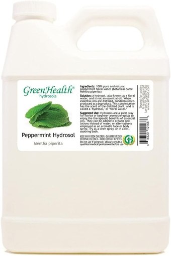 Hydrosol (Floral Water) - 32 fl oz Plastic Jug w/Cap - 100% Pure (NOT Oil) (Peppermint)