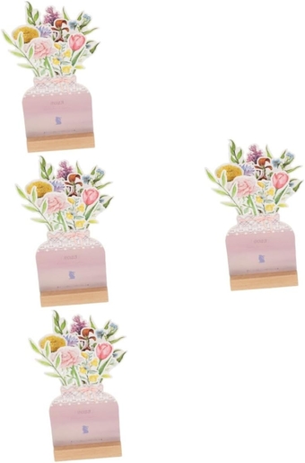 4 Sets 2023 Desk Calendar Desktop Rabbit Year Calendar English Design Coil Family Calendar 2022-2023 Floral Desk Calendar Small Desk Bunny Gift Wooden Alien Office Small and Fresh