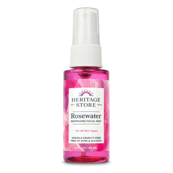 Heritage Store Rosewater Spray Hydrating Mist for Skin & Hair No Dyes or Alcohol, Vegan (2oz)