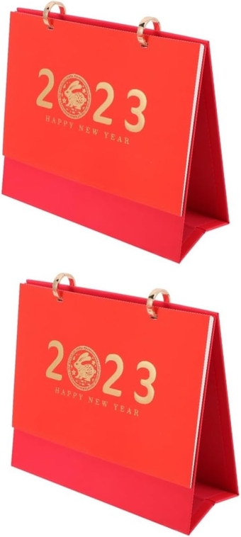 2pcs Lunar New Year Calendar Chinese Desktop Calendar Chinese Traditional Calendar Desk Calendar School Year 2022-2023 Desk Calendar 2023 Turn The Page Small Desktop Iron Office