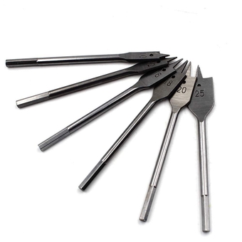 10-25mm 6PCS 10-25mm/0.39"-0.98" Metric Titanium Flat Drill Steel Drill Woodworking Spade Drill Bits Set Durable Woodworking Tool Set