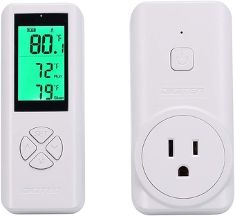 WTC100 Wireless Thermostat Outlet Digital Temperature Controller Plug-in Thermostat Cooling&Heating Remote Control Build-in Temp Sensor Greenhouse Thermostat Reptile Temperature Controller