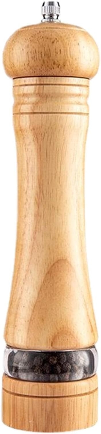 Wood Pepper Mill, 8 Inch Wooden Salt & Pepper Shakers, Acrylic Pepper Grinder Refillable, Salt & Pepper Grinder Set Ceramic Core, Wood Spice Grinder Manual, Modern Kitchen Accessories (retro Color)