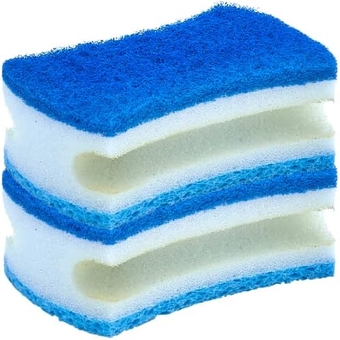 Scrub Sponge with Grip (2 Pack) Heavy Duty Duel Sided Kitchen Sponge Cellulose Kosher Easy to use Dish wash Sponge… (Blue)