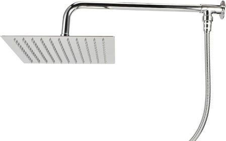 Shower System,G1/2 Thread,Wall Mounted Shower Head Shower Head 25cm Wall Mounted Rain Shower Head,Stainless Steel Bathroom Rainfall Shower Accessories,Polished (Square Nozzle 10