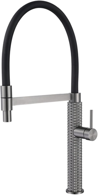 Kitchen Faucet Gun Grey Basin Faucet 360° Swivel Telescopic Kitchen Sink Faucet with Silicone Pull Out Hose Brass Single Hole Single Handle Double Control Kitchen Mixer Tap